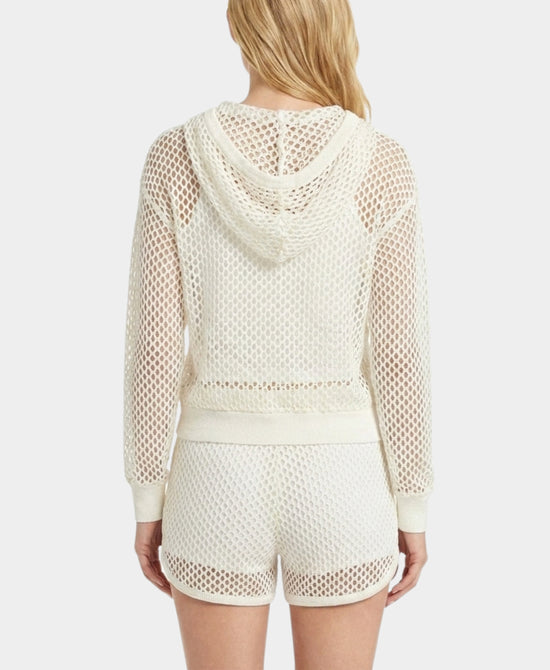 
Crochet Swim Cover Up Hoodie & Short - 2 Pc Set in CREAM view 2