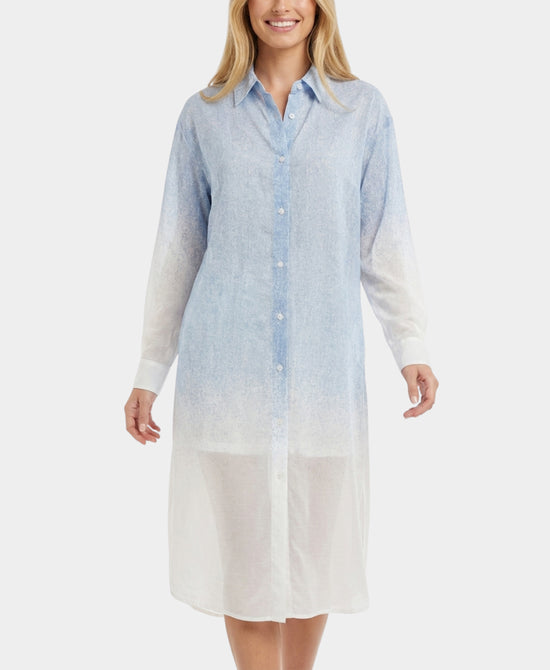 
Ombre Shirt Dress Swim Cover-Up in BLUE/WHITE view 1