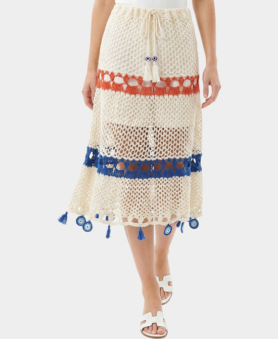 
Crochet Swim Cover-Up Skirt in CREAM MULTI view 1
