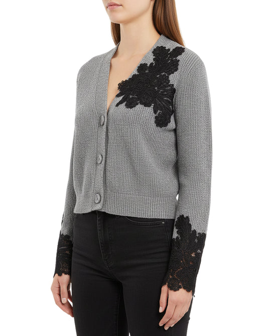 Knit Cardigan w/ Lace view 