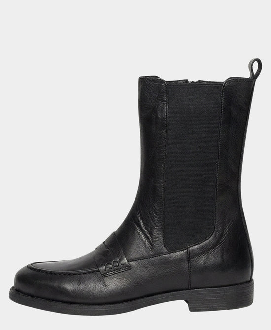 
Leather Penny Loafer Boot in BLACK view 2