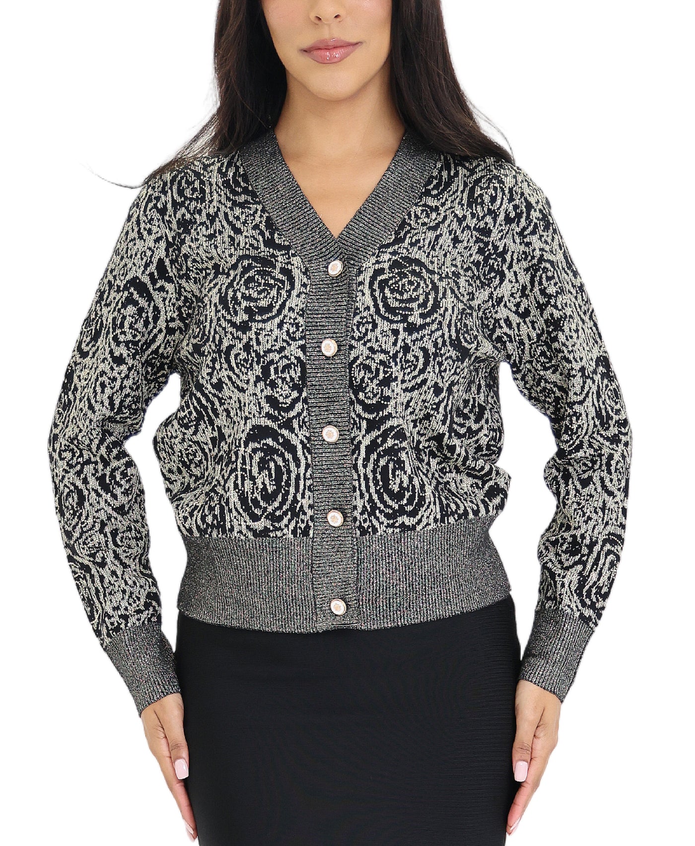 Printed Lurex Cardigan view 1