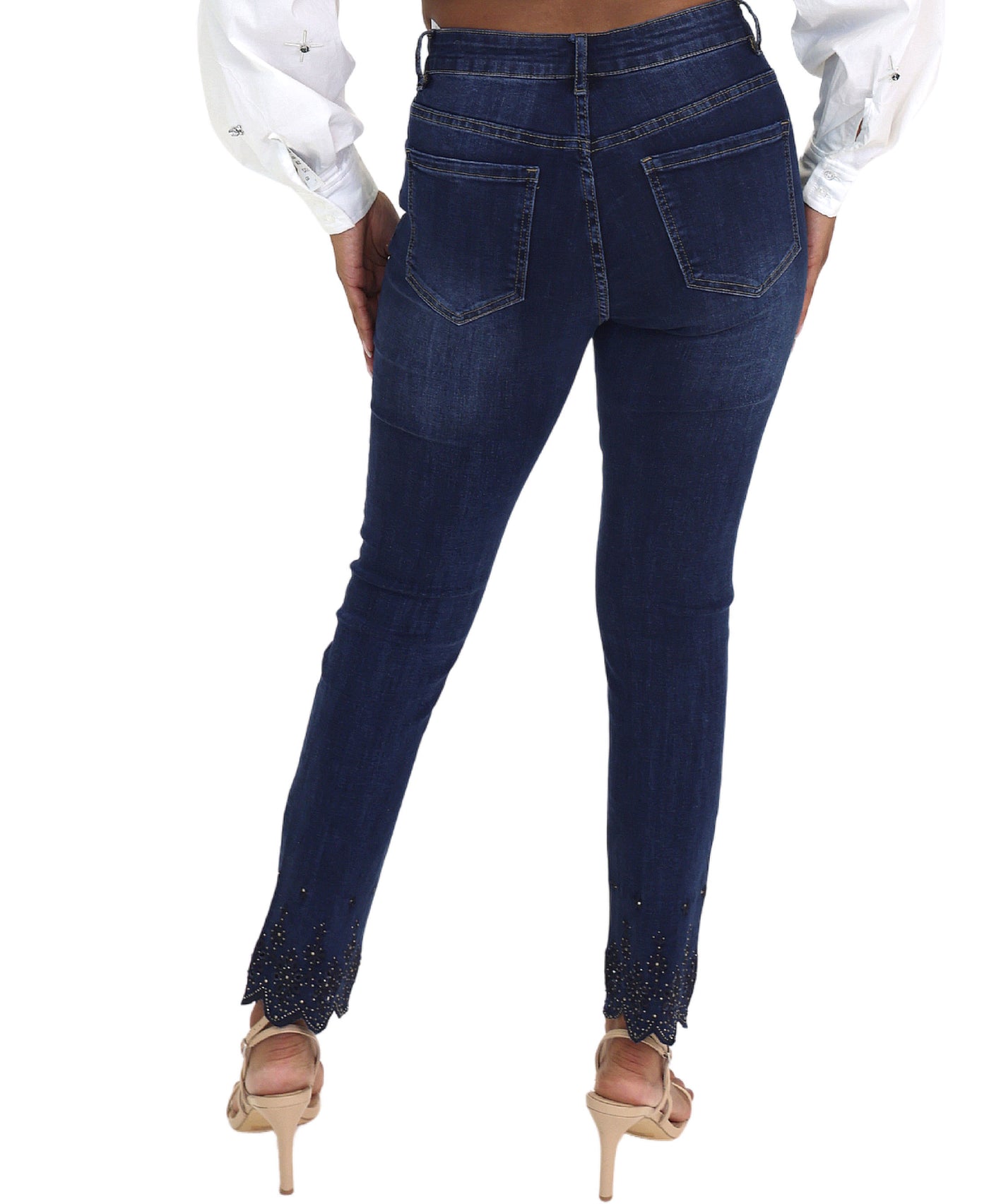 Jeans w/ Embroidered & Crystal Detail view 2