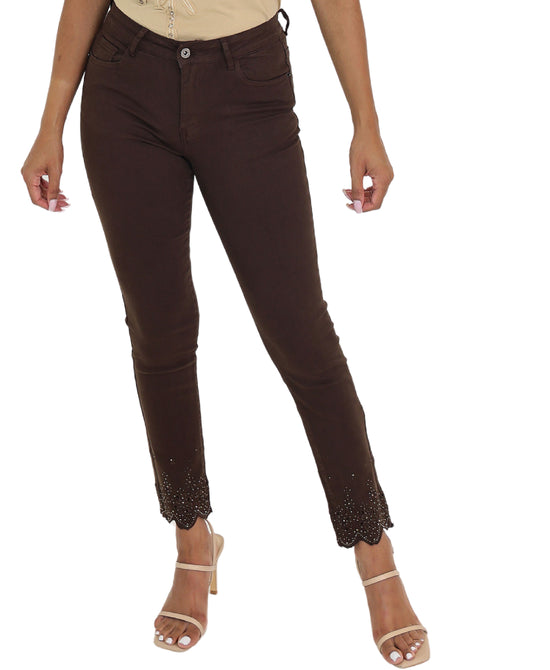 Jeans w/ Embroidered & Crystal Detail view 