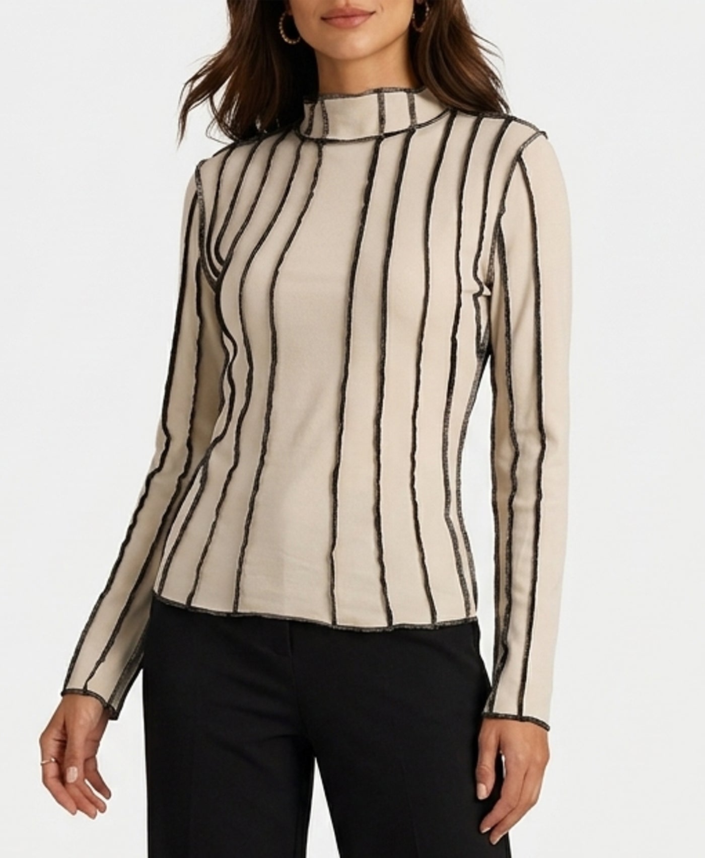 Contrast Seam Mock Neck Top – FOX'S - Online