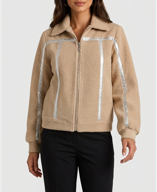 
Sherpa Jacket w/ Metallic Detail in BEIGE view 1