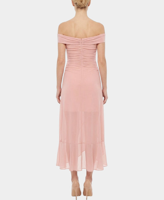 Mesh Ruffle Maxi Dress w/ Gold Shell Hardware view 2