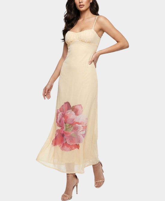 
Mesh Floral Print Maxi Dress in YELLOW MULTI view 1
