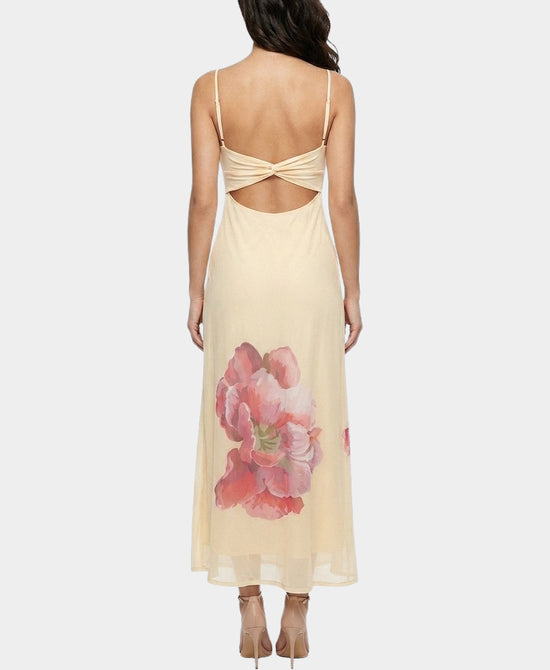 
Mesh Floral Print Maxi Dress in YELLOW MULTI view 2