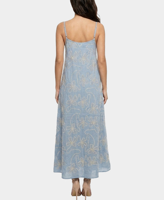 
Embroidered Maxi Dress in DUSTY BLUE view 2