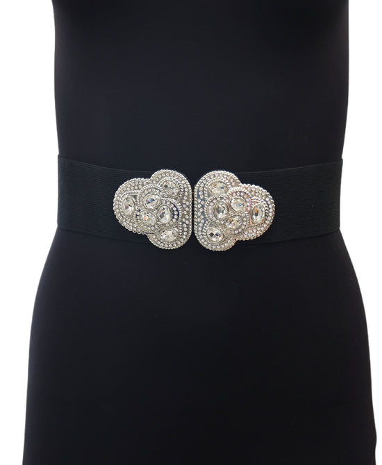 Stretch Buckle Belt w/ Crystals view 