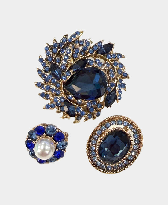 Set Of 3 Oval Crystal Brooches view 