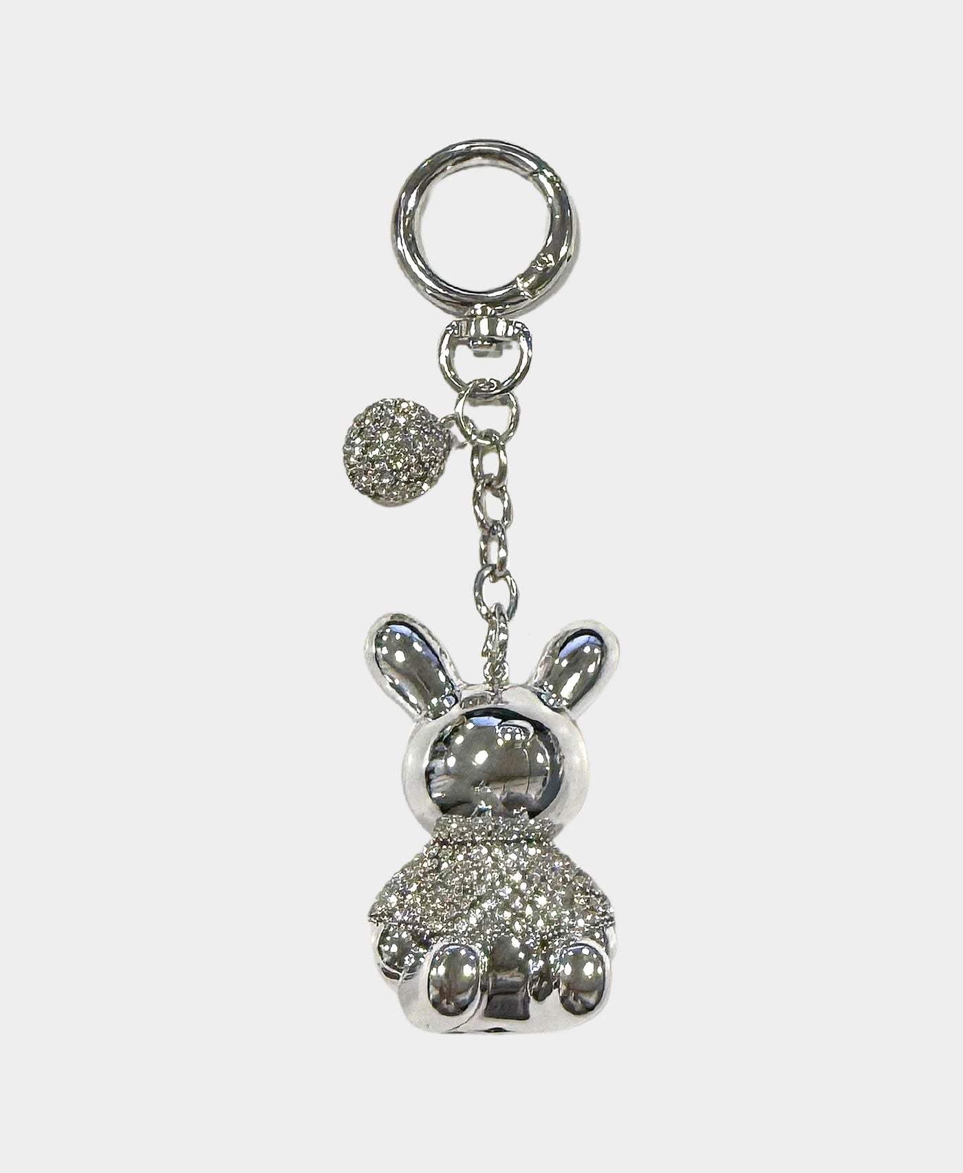 Metal Rabbit Keychain/Bag Charm w/ Crystals view 1