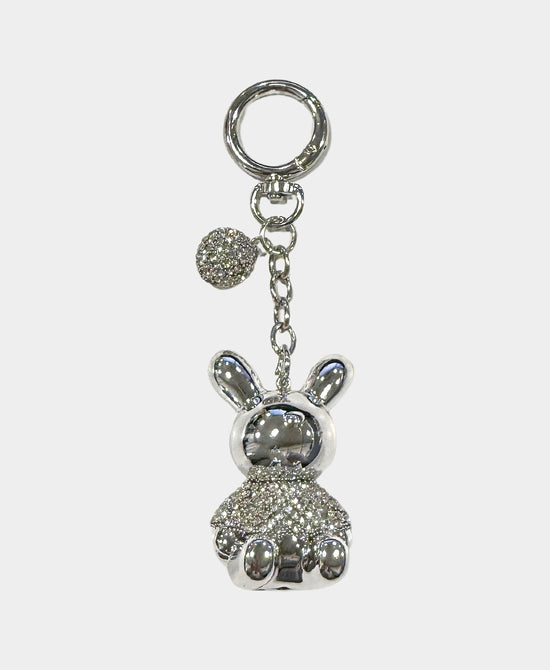 Metal Rabbit Keychain/Bag Charm w/ Crystals view 