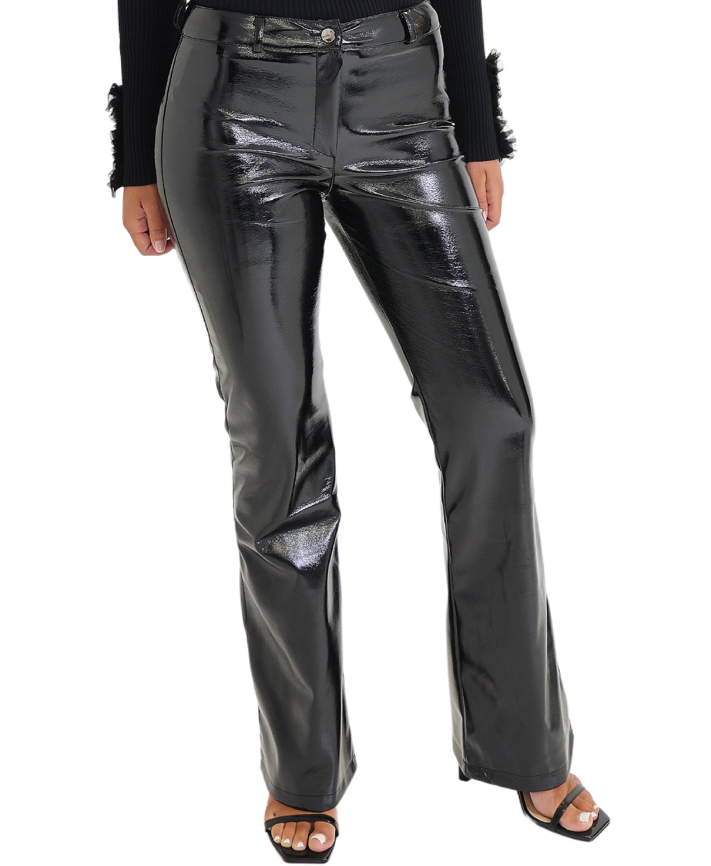 Patent Leather Flare Pants view 1