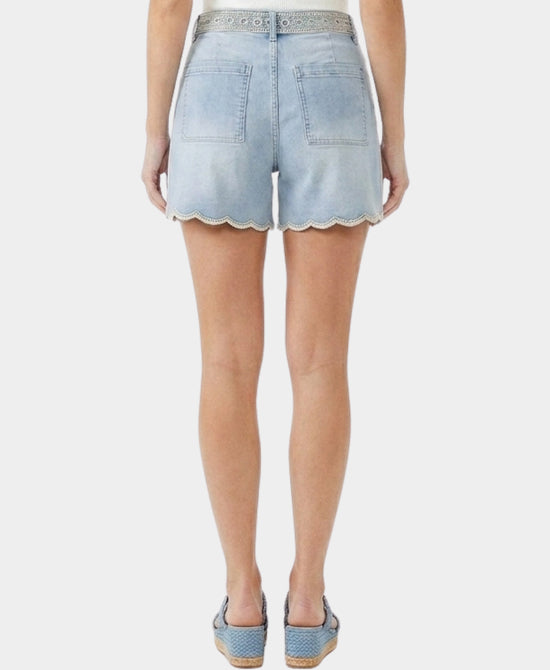 
Shorts w/ Crochet Embroidered Detail in LIGHT WASH view 2