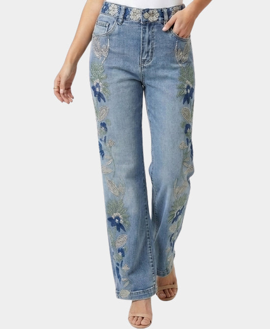 
Embroidered Jeans in MEDIUM WASH DENIM view 1