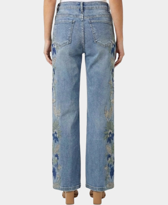 
Embroidered Jeans in MEDIUM WASH DENIM view 2
