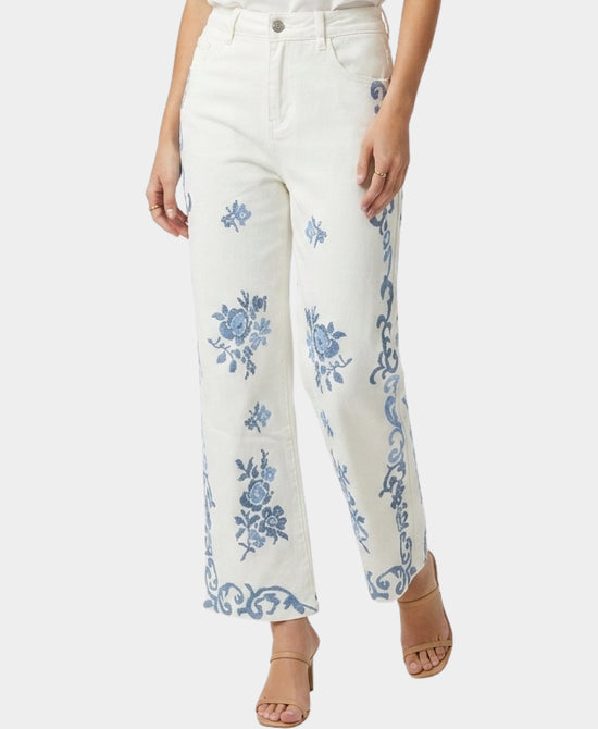 
Embroidered Jeans in WHITE/BLUE view 1