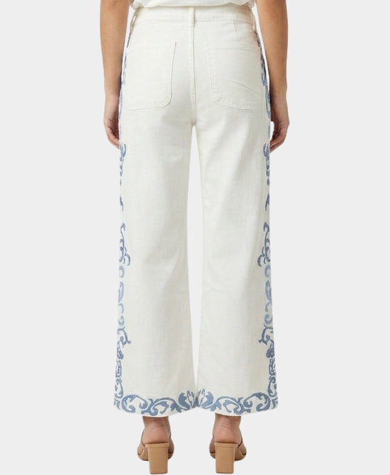 
Embroidered Jeans in WHITE/BLUE view 2