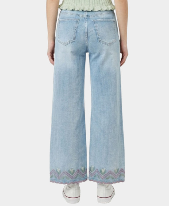 Embroidered Flowers Wide Leg Jeans view 2