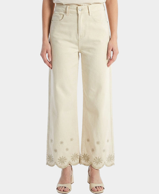 Embroidered Wide Leg Jeans view 1