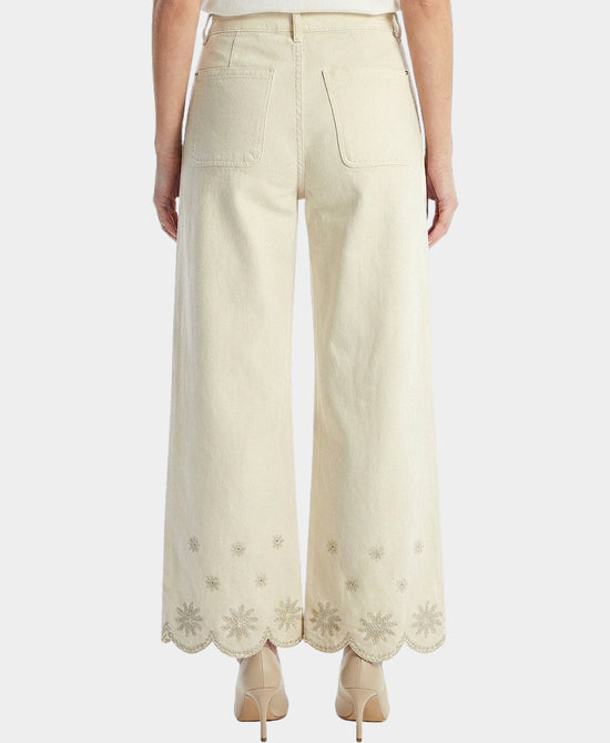 Embroidered Wide Leg Jeans view 2