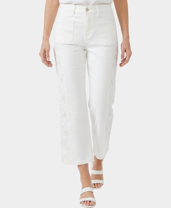 
Jeans w/ Embroidered Side Detail in WHITE view 1