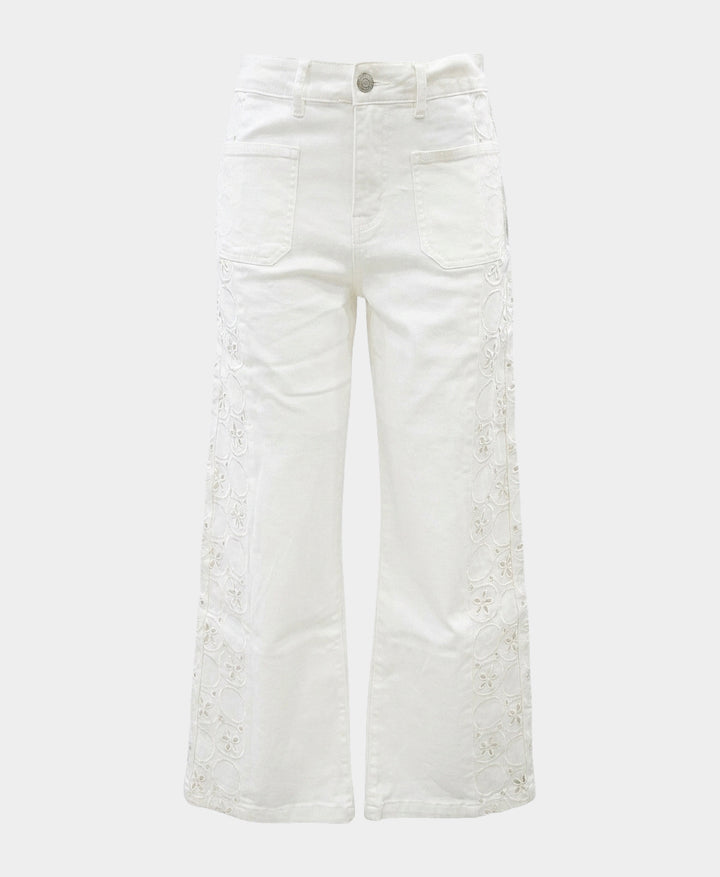 Jeans w/ Embroidered Side Detail – FOX'S - Online