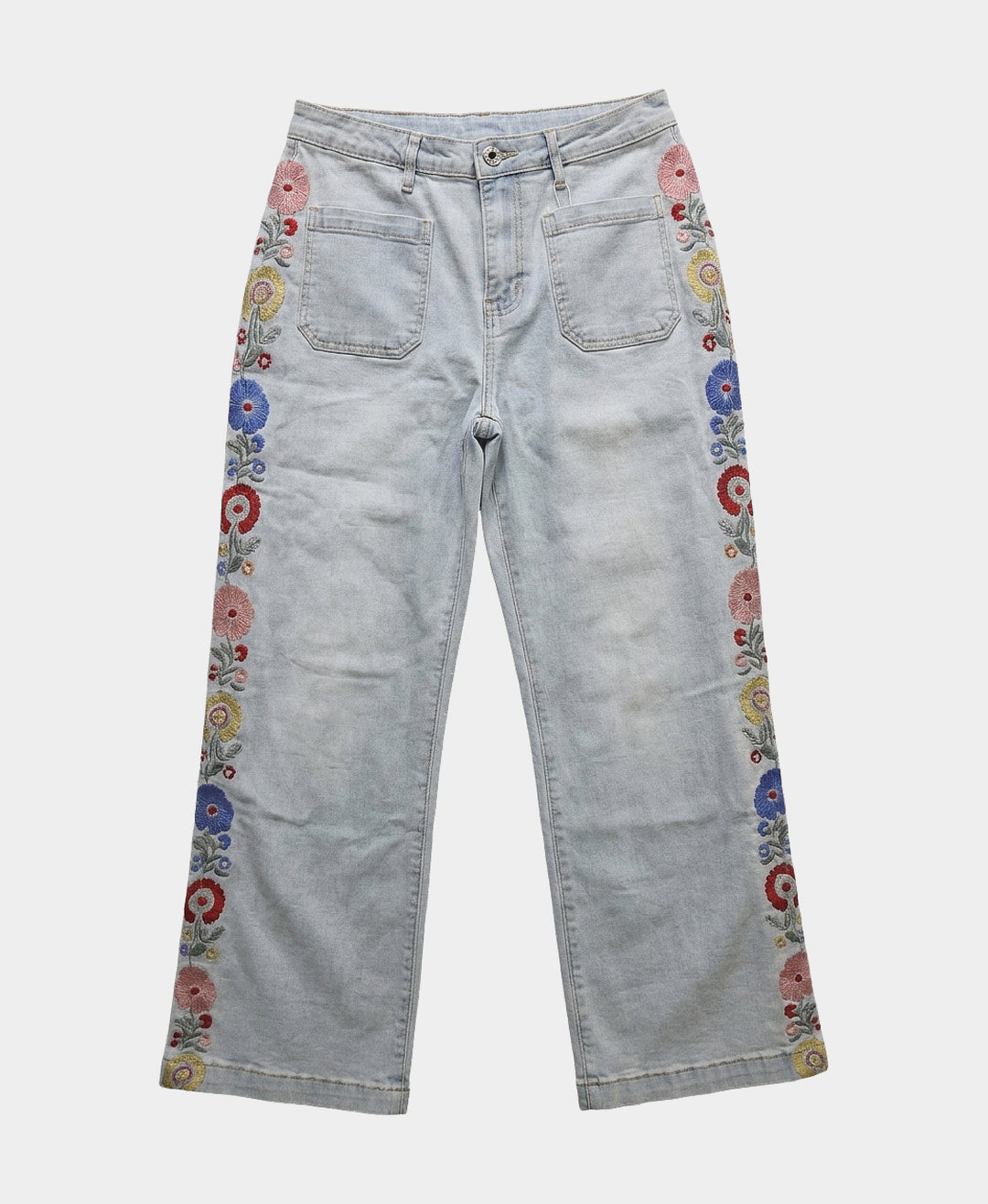 Floral Embroidered Jeans – FOX'S - Online
