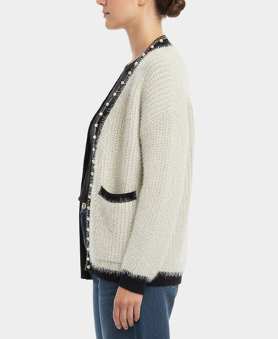 Shimmer Cardigan Sweater w/ Pearls image 2