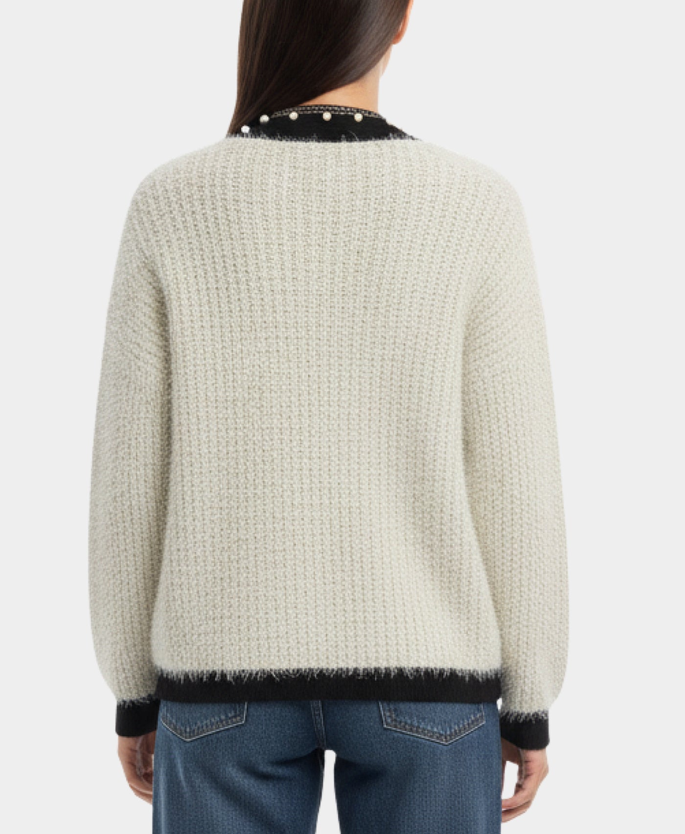 Shimmer Cardigan Sweater w/ Pearls view 3