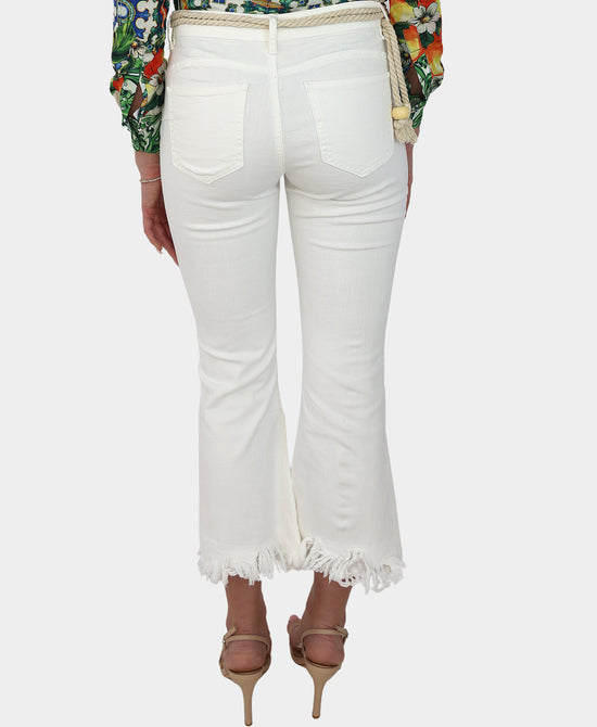 Eyelet & Fringe Hem Crop Jeans view 