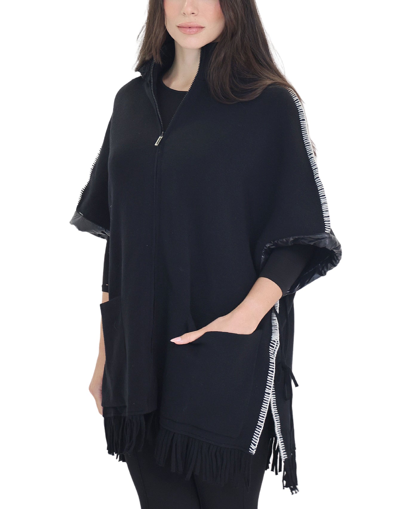 Poncho w/ Stitching Detail view 1