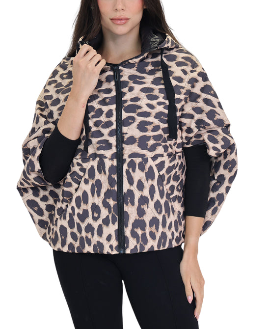 Leopard Print Puffer Cape view 