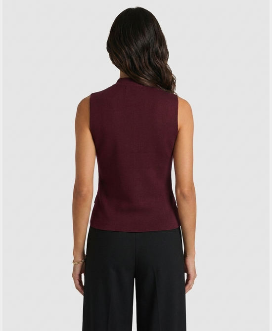 
Knit Band Vest in BURGUNDY view 2