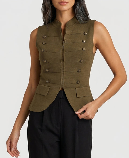 
Knit Band Vest in OLIVE view 1