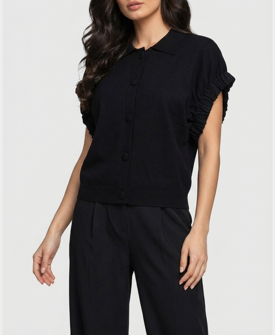 
Short Sleeve Knit Top in BLACK view 1