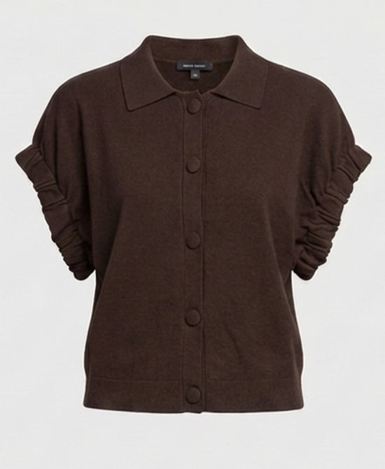 
Short Sleeve Cardigan in BROWN view 2