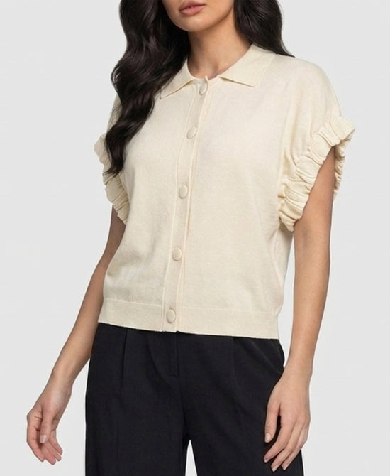 
Short Sleeve Cardigan in CREAM view 1