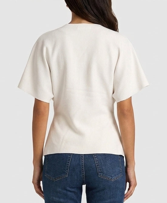 
Knit Top w/ Pearl Accents in WHITE view 2