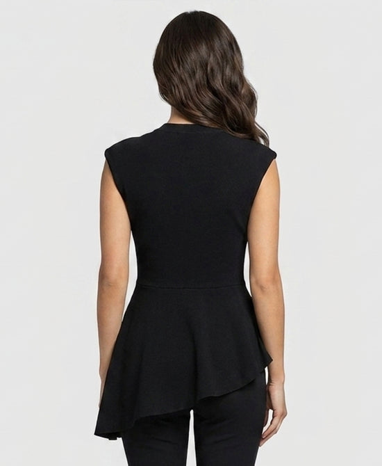 
Asymmetrical Knit Top w/ Silver Balls in BLACK view 2