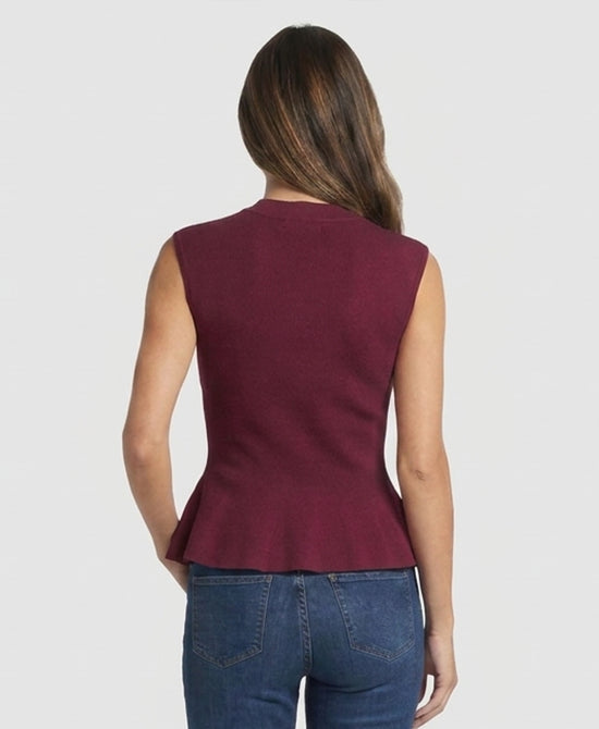 
Knit Top w/ Silver Beads in BURGUNDY view 2