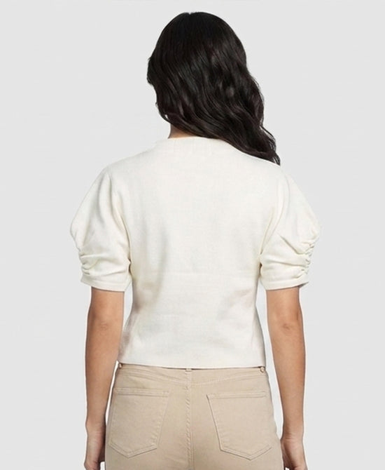 
Short Sleeve Knit Cardigan in IVORY view 2