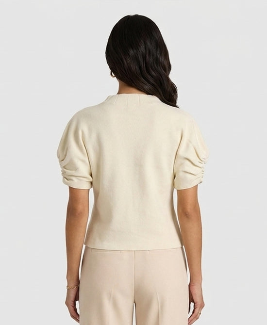 
Short Sleeve Knit Cardigan in IVORY view 2