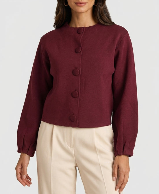
Cardigan Sweater in BURGUNDY view 1