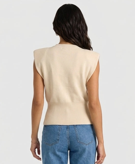 
Extended Shoulder Sleeveless Sweater in CREAM view 2