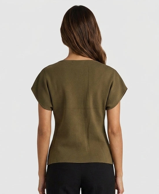 
Knit Top w/ Slit Sleeves in OLIVE view 2