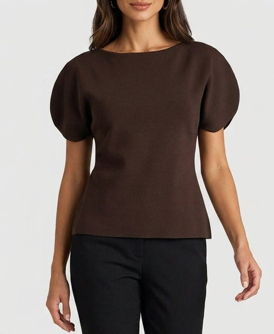 
Knit Top w/ Slit Sleeves in BROWN view 1