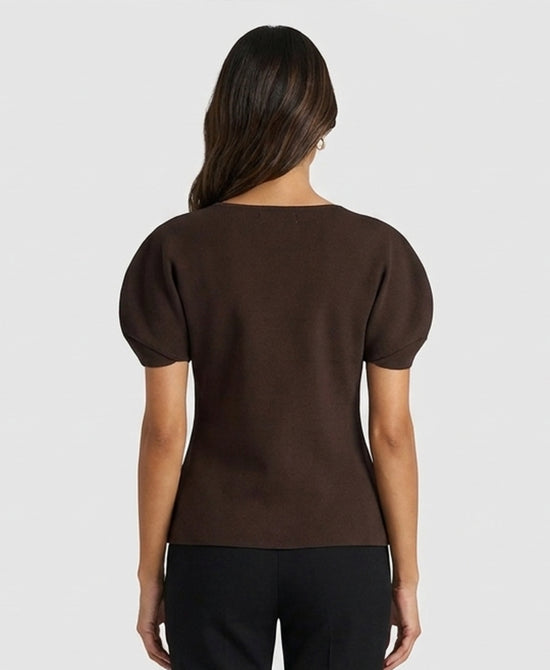 
Knit Top w/ Slit Sleeves in BROWN view 2